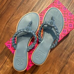 Tory Burch new! Blue slip ins with logo